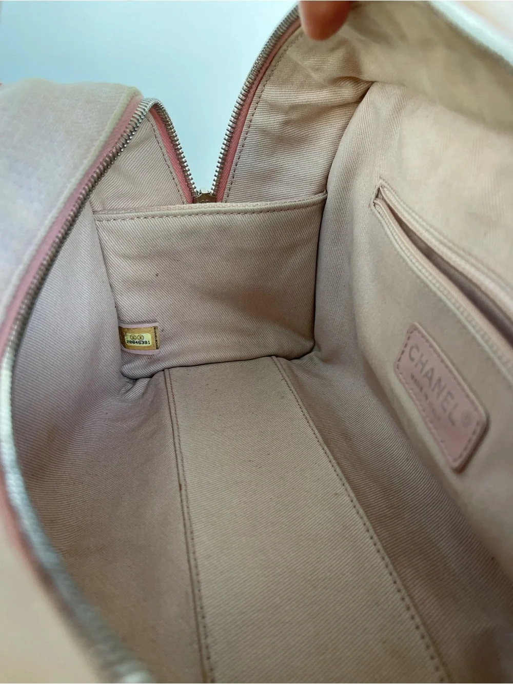 CHANEL Small Deauville Pink Canvas and Leather Top-Handle Bowling Shoulder Bag